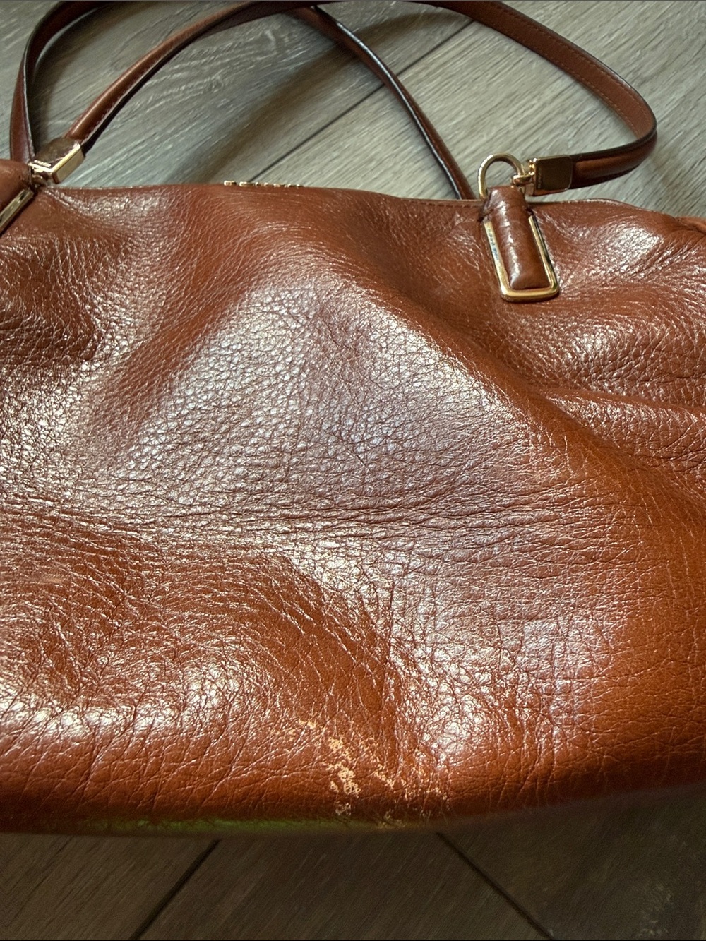 COACH Pebbled Leather Satchel in Chestnut Brown with Gold Hardware - Picture 16 of 16